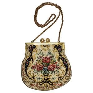 Vtg 60s Harry Rosenfeld German Tapestry Carpet Bag Coin Purse